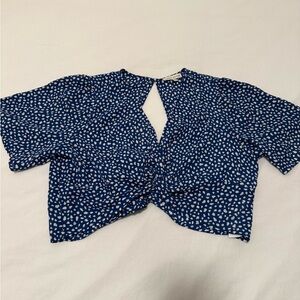 Moon River Navy and White Patterned Blouse
